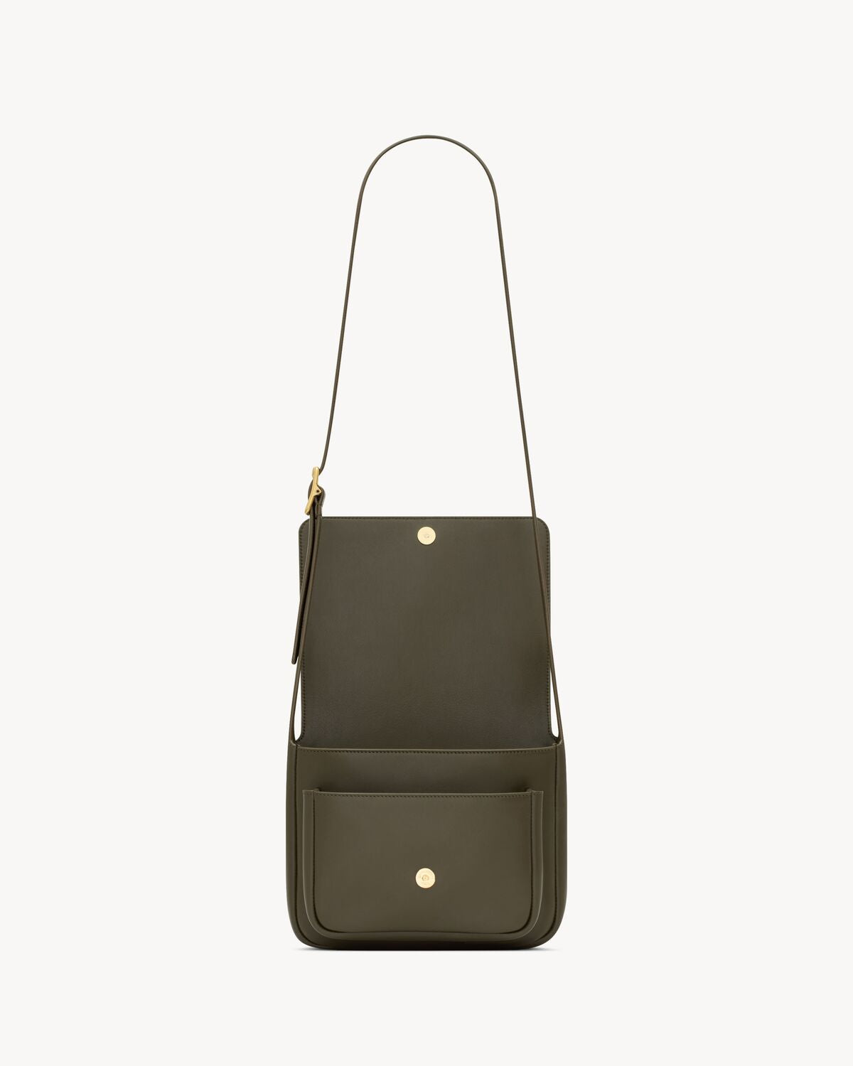 NIKI LEATHER MESSENGER BAG - LIGHT MUSK
