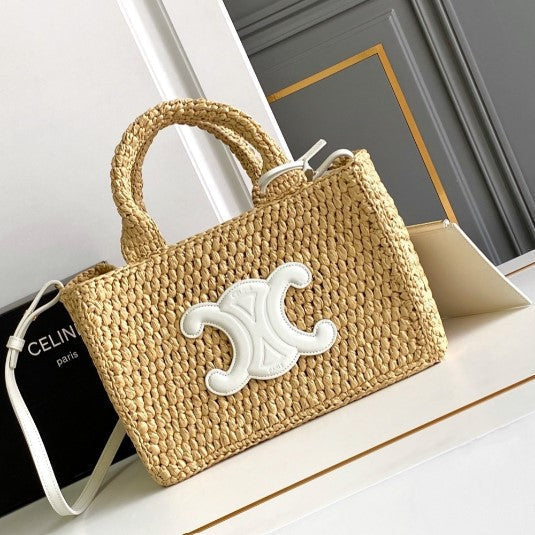Celine - Small Tote Thais Raffia Calfskin Top