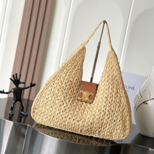 Celine - Classic Basket Triangle Tote Raffia Calfskin