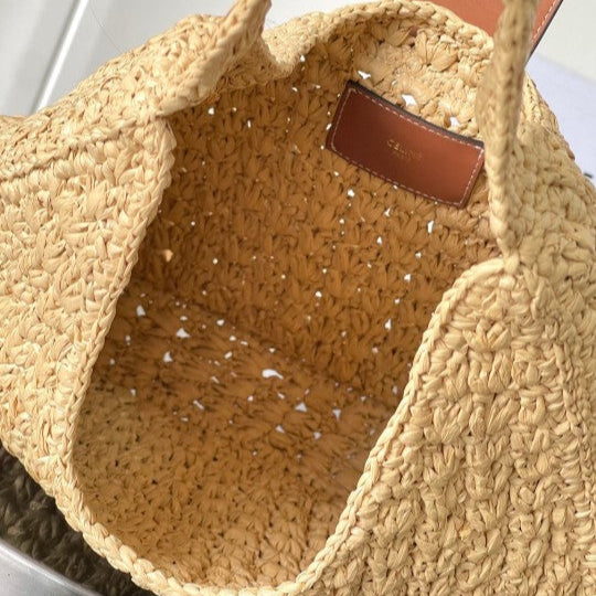 Celine - Classic Basket Triangle Tote Raffia Calfskin