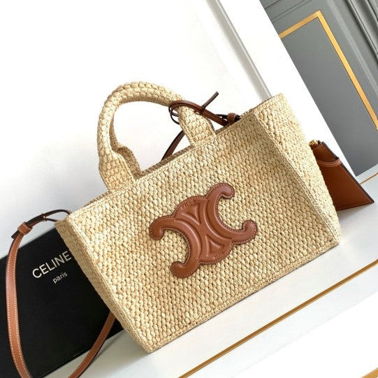 Celine - Small Tote Thais Raffia Calfskin Top