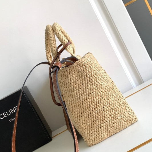 Celine - Small Tote Thais Raffia Calfskin Top