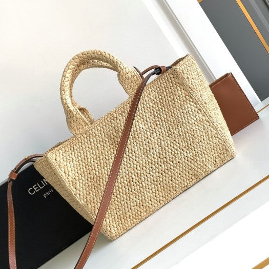 Celine - Small Tote Thais Raffia Calfskin Top