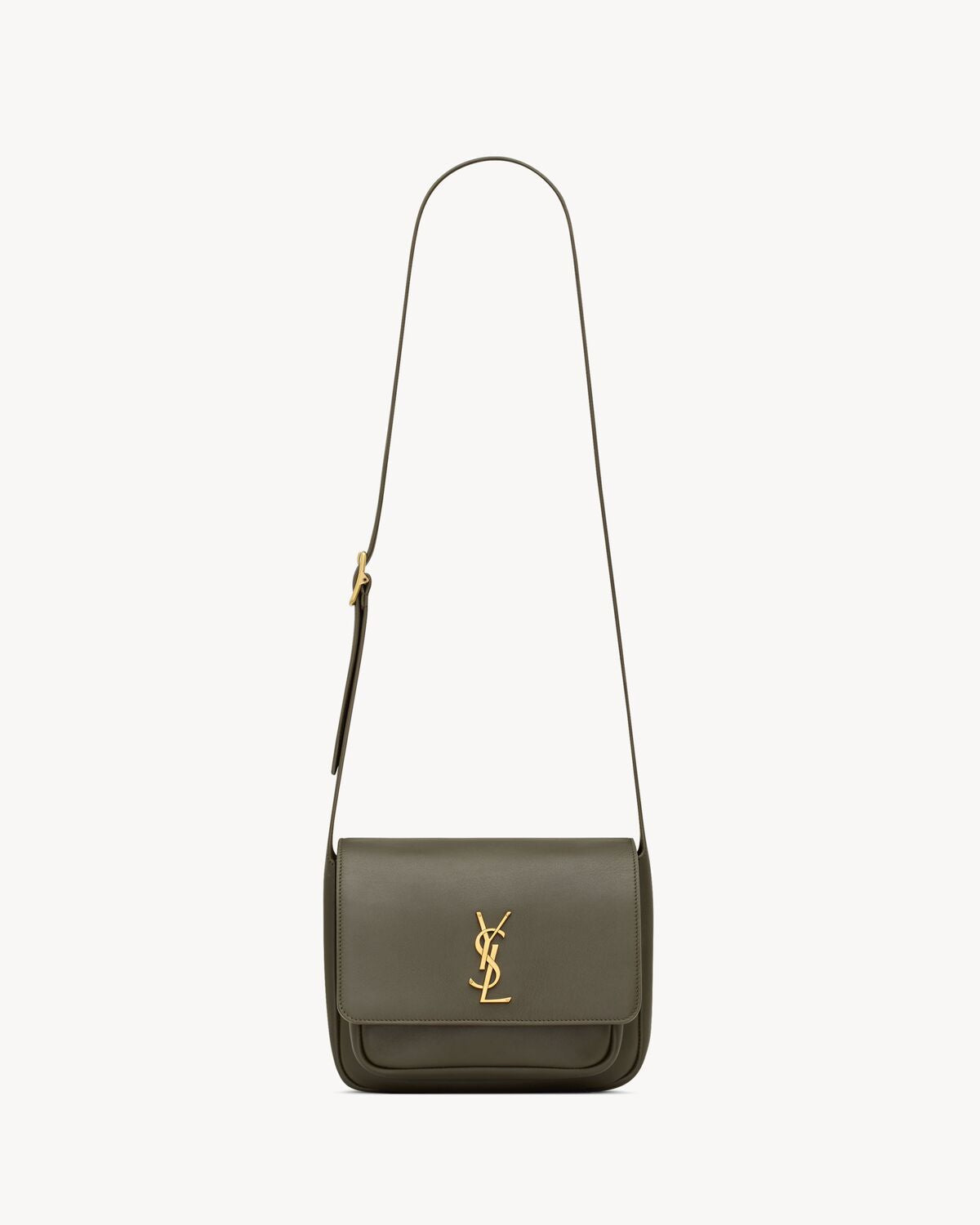 NIKI LEATHER MESSENGER BAG - LIGHT MUSK