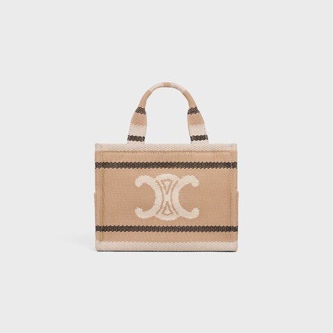 Celine - Small Tote Thais Striped Textile Beige Black
