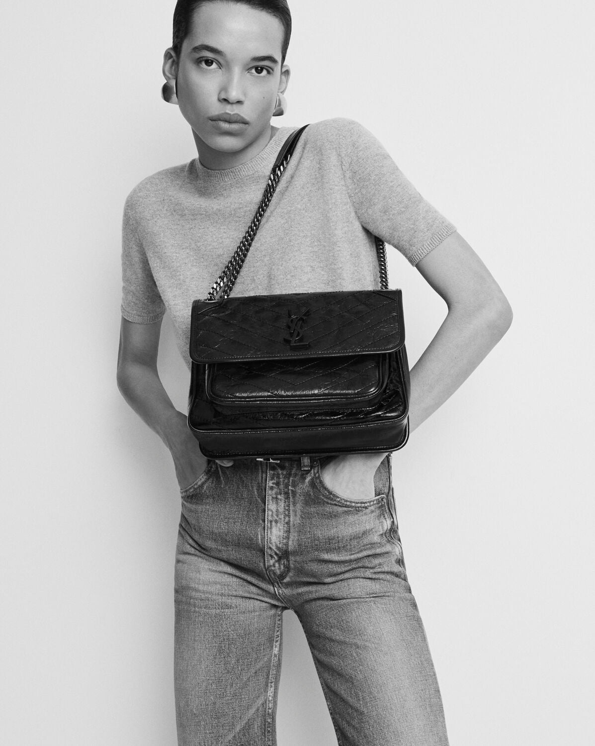 NIKI MEDIUM IN VINTAGE LEATHER - BLACK