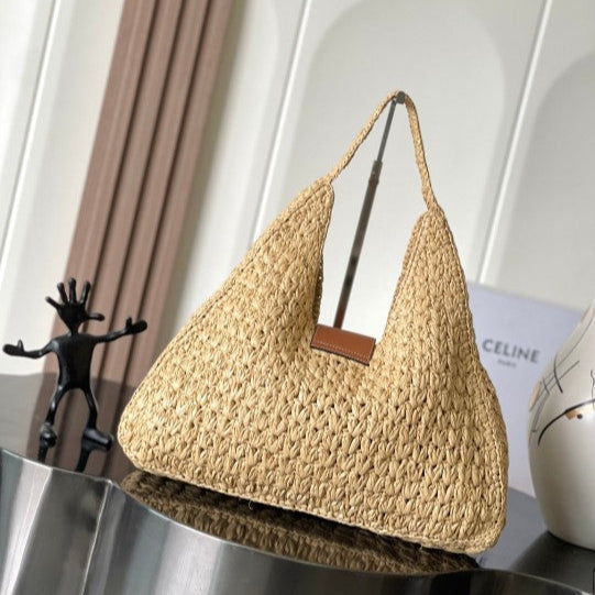C­eli­ne - Classic Basket Triangle Tote Raffia Calfskin