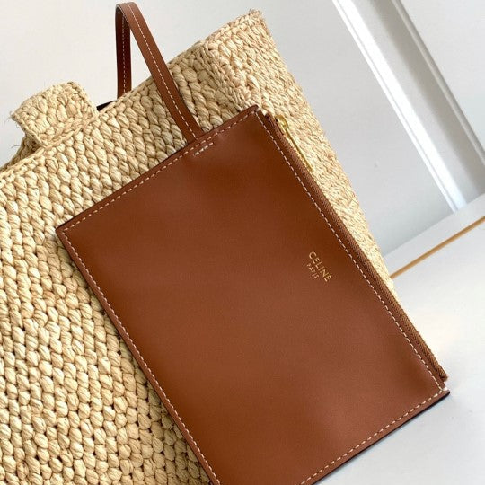 C­eli­ne - Small Tote Thais Raffia Calfskin Top