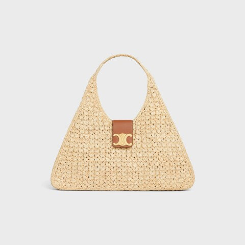 C­eli­ne - Classic Basket Triangle Tote Raffia Calfskin